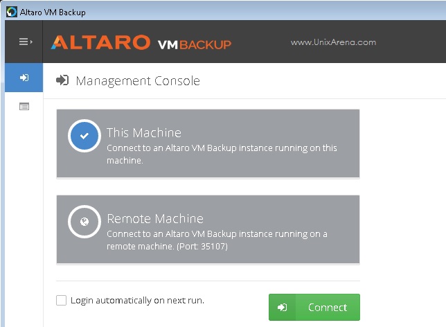 Altaro VMBackup - Management Console - Localhost